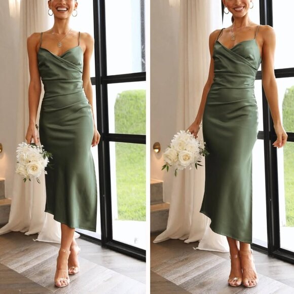 Olive Green Bridesmaids Dress - Picture 1 of 1